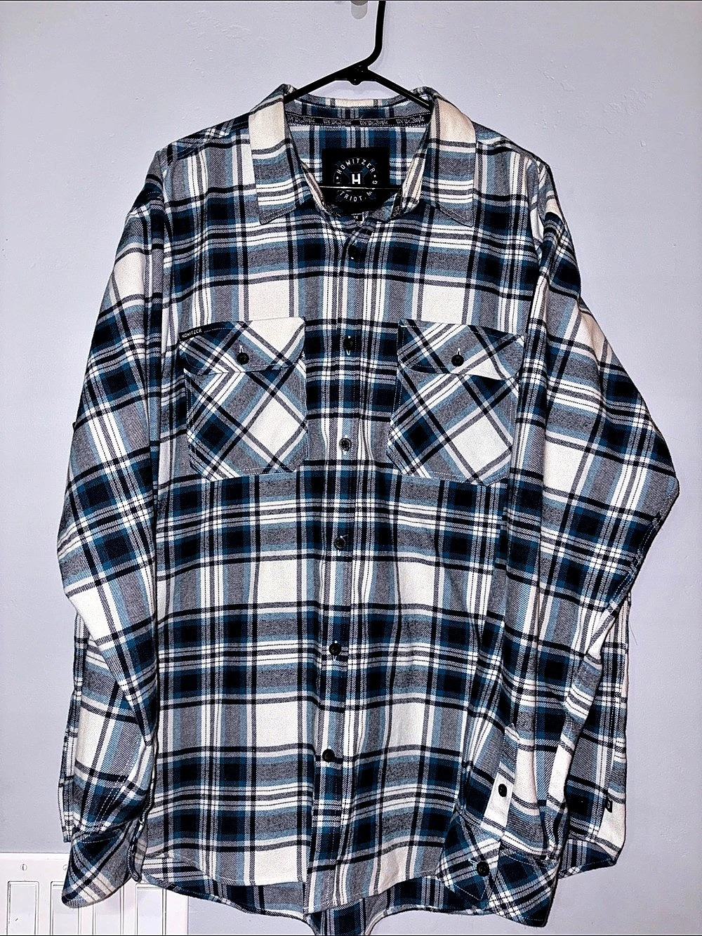 Howitzer Men’s 2X Blue Plaid Flannel Shirt Button Front Workwear